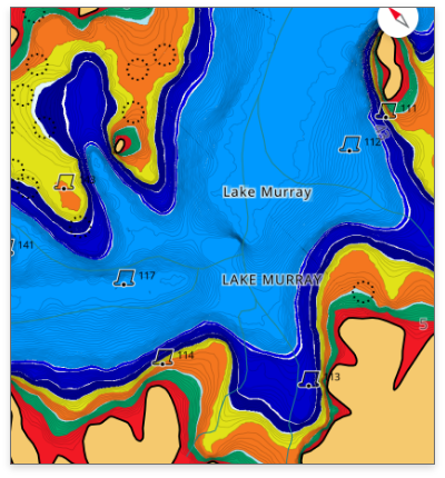 Custom depth-shading in the C-MAP app